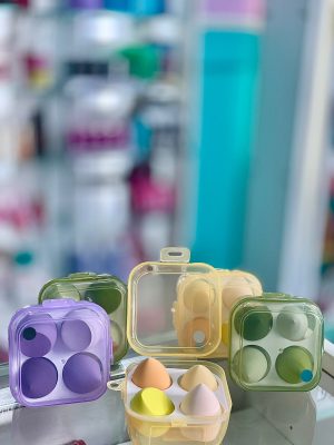 Estojo Porta Esponjas de Maquiagem com 4 Compartimentos